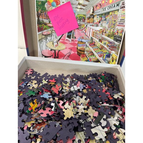 White Mountain Ice Cream Parlor 1000-Piece Jigsaw Puzzle ONE PIECE MISSING - Picture 3 of 4